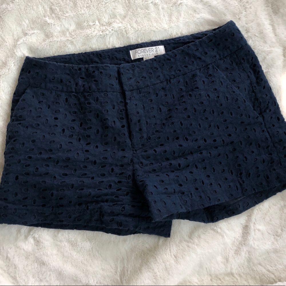 Forever 21 Navy Blue Eyelet Shorts